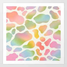 Cute Pastel Cow Spots Pattern \\ Multicolor Gradient Art Print