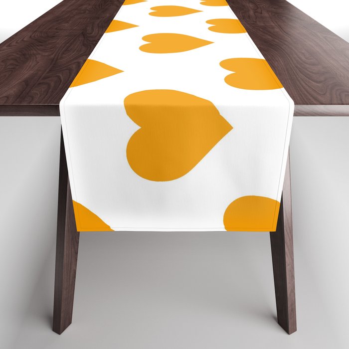 Hearts (Orange & White Pattern) Table Runner