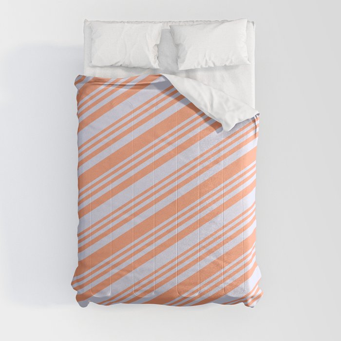 Light Salmon and Lavender Colored Lined/Striped Pattern Comforter