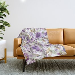 violet garden floral pattern Throw Blanket