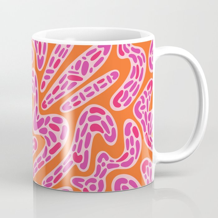 Vibrant Fun Abstract Pattern in Pink and Orange Coffee Mug