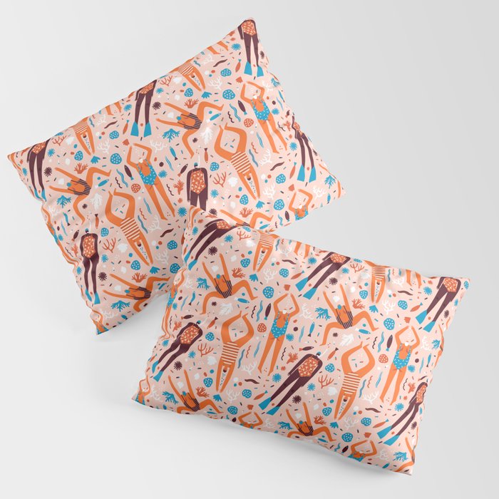 Swimmers in pink Pillow Sham
