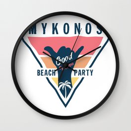 Mykonos beach party Wall Clock
