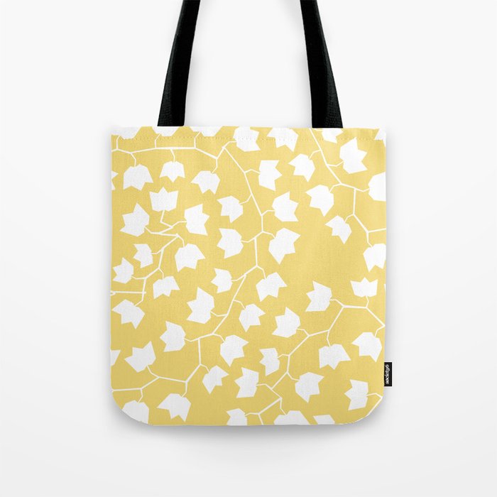 White ivy on yellow Tote Bag