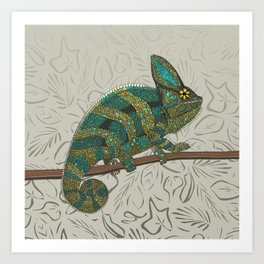 veiled chameleon stone Art Print