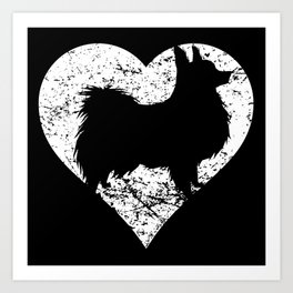 Distressed Papillon Heart Dog Owner Graphic Art Print | Retro, Graphicdesign, Dogowner, Distressed, Doglover, Animal, Papillon, Love, Dog, Heart 