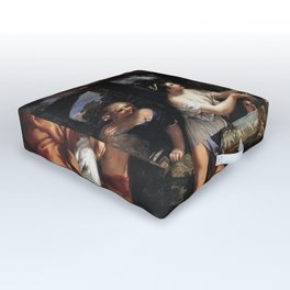 Romulus and Remus Given Shelter by Faustulus - Cortona  Outdoor Floor Cushion | Ad, Ancient, Marble, Magazine, Head, Flyer, Abstract, Art, Party, Funny 