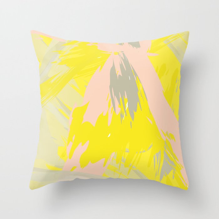 Lovely Summer - Abstract - Coral, Yellow, Sand Throw Pillow