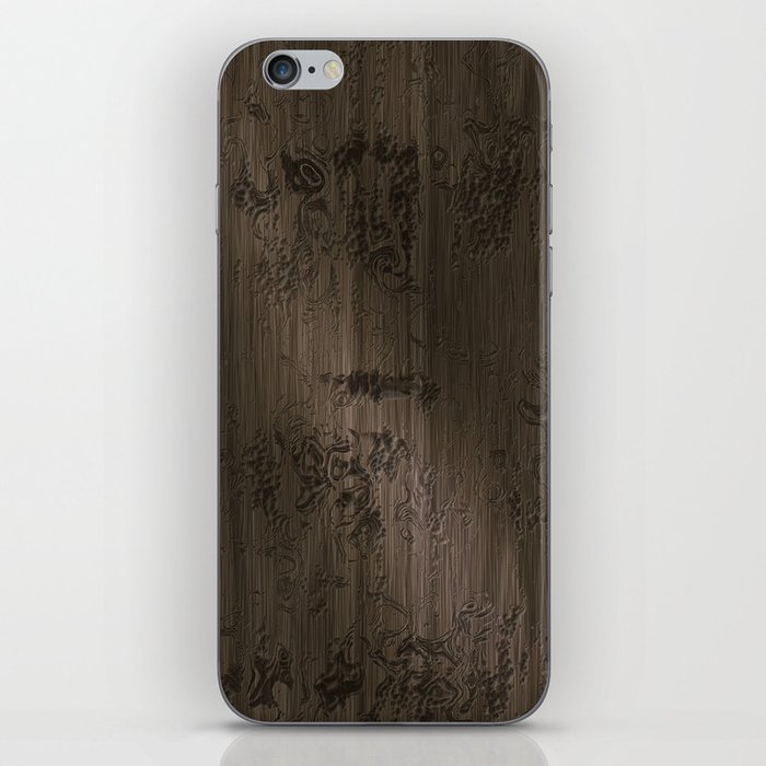 Brown engraved wood board iPhone Skin