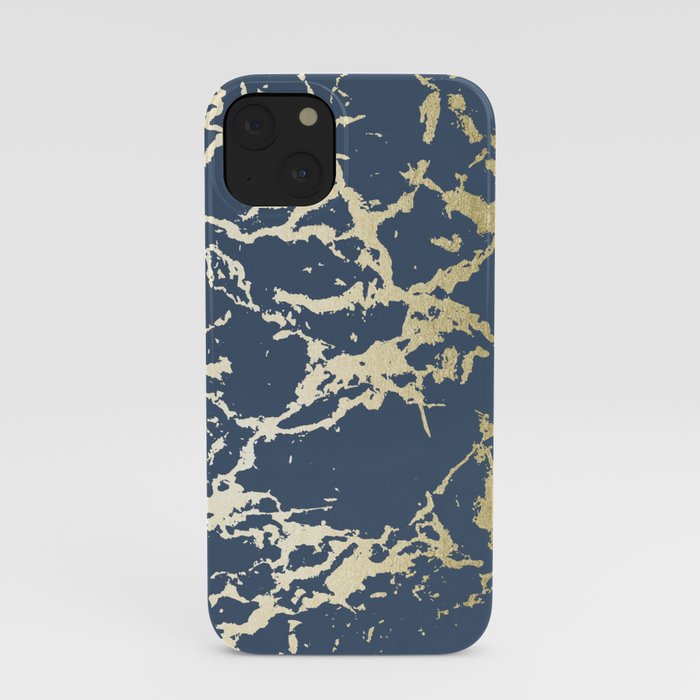 Kintsugi Ceramic Gold on Indigo Blue iPhone Case