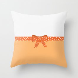 Cute Girly Orange Polka Dot Bow Throw Pillow