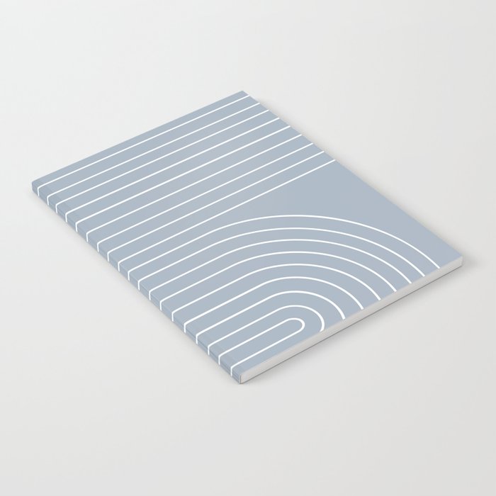 Minimal Line Curvature LXXVII Natural Blue Mid Century Modern Arch Abstract Notebook