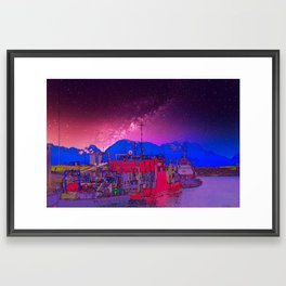 Magical Night - City Boat Harbor, The-Spit, Kenai Peninsula, Alaska Framed Art Print