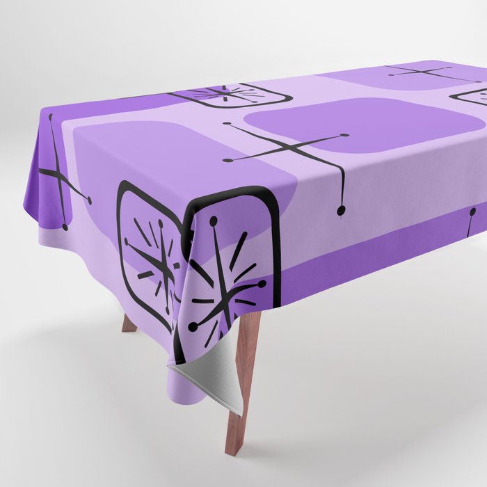 Mid Century Modern Sputnik Cards Lilac Tablecloth
