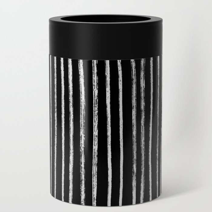 White Line Pattern on Black Can Cooler