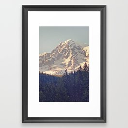 Mount Rainier Retro Framed Art Print
