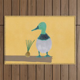 Bird and Onion - Light Green and Yellow Outdoor Rug