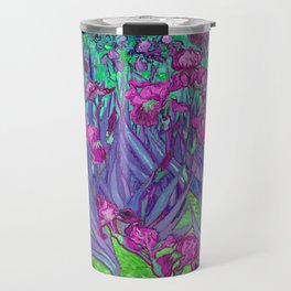Vincent Van Gogh Irises Painting Violet Fuchsia Palette Travel Mug