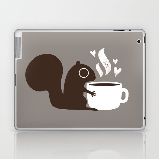 Squirrel Coffee Lover | Cute Woodland Animal Laptop & iPad Skin