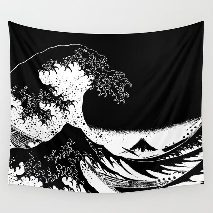 Black and shop white wave tapestry
