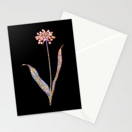 Floral Golden Garlic Mosaic on Black Stationery Card