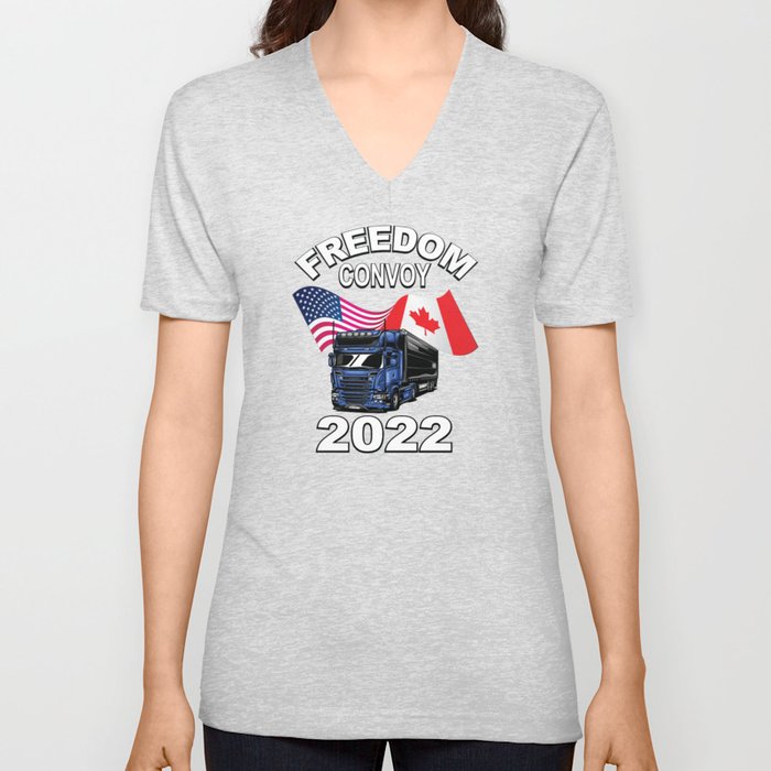 I Support Truckers Freedom Convoy 2022 V Neck T Shirt