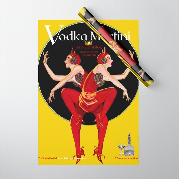 Devilishly dry vodka martini orange variation devil pitchfork vintage advertisement poster / posters Wrapping Paper