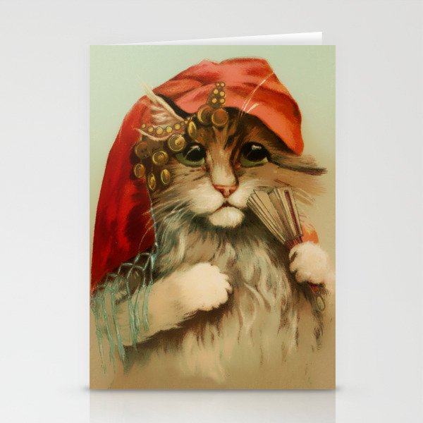 “Gypsy Cat with Fan and Scarf” by Maurice Boulanger Stationery Cards