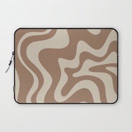 Liquid Swirl Contemporary Abstract Pattern in Chocolate Milk Brown and Beige Laptop Sleeve