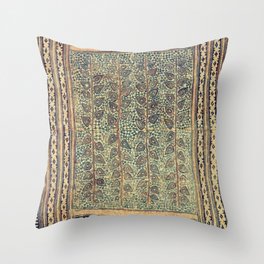 18th Century Indian Tree Textile Digital Art Painting  Throw Pillow