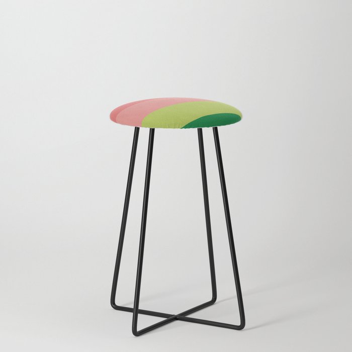 Watermelon Abstract Minimal Stripes Color Palette Counter Stool