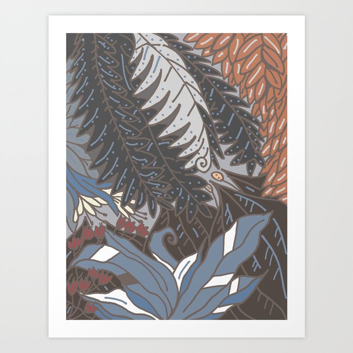woodland with fronds Art Print