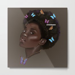 Lady Butterfly  Metal Print | Spring, Natural, Nature, Blackgirl, Butterfly, Butterflies, Summer, Digital, Melanin, Brown 