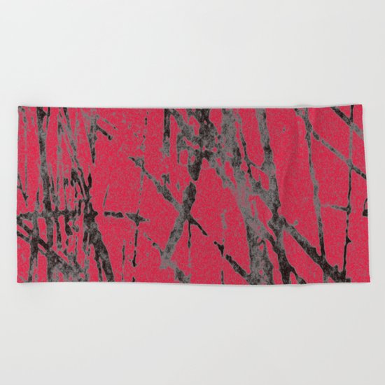 red black scratchy grunge Beach Towel