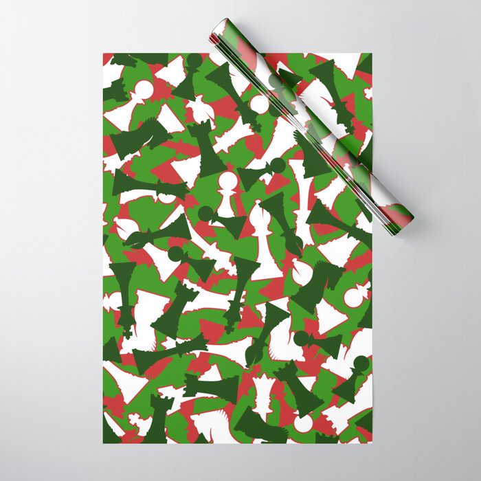 Christmas Camo Chess Lover Player Camouflage Pattern Wrapping Paper