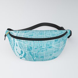 Portland Map Oregon | Blue & Cyan | More Colors, Review My Collections Fanny Pack