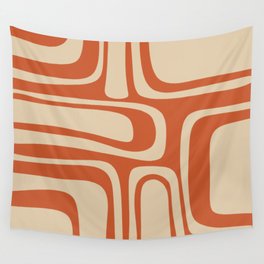 Palm Springs - Midcentury Modern Retro Pattern in Mid Mod Beige and Burnt Orange Wall Tapestry