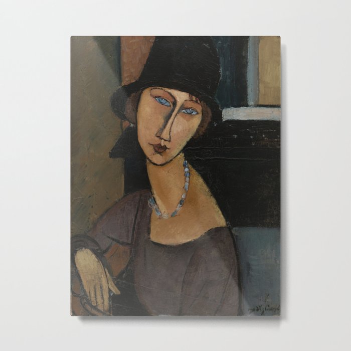 Modigliani - Jeanne Hebuterne With Hat And Necklace Metal Print