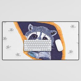 Peeking Raccoons #2 White Pallet - Desk Mat