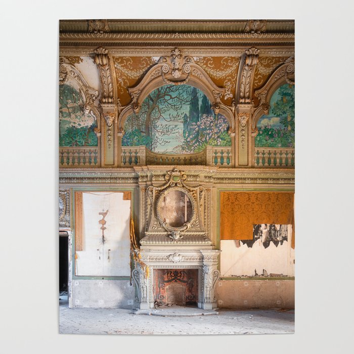 Stunning Abandoned Villa with Fireplace Poster