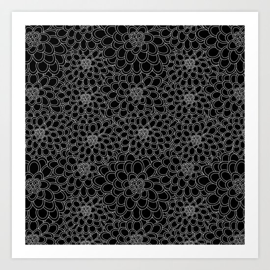 "Black flowered tree". Art Print