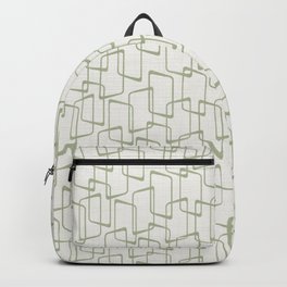 Reverse Beryl Green Mid Century Geometric Pattern Backpack | Kitsch, Abstract, Ink, Scandinavian, Print, Pattern, Vintage, Blockprint, Rounded, Linoprint 