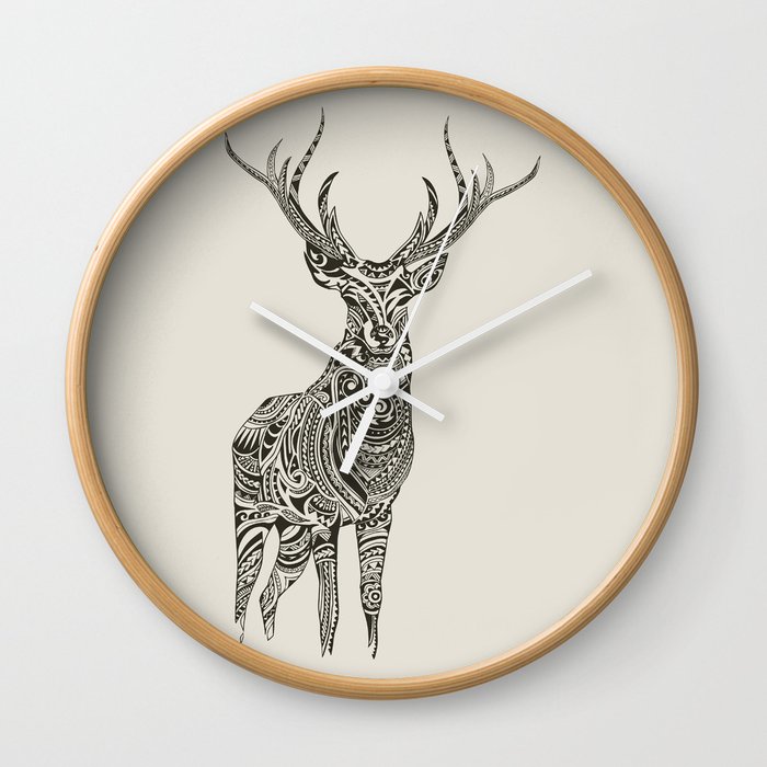 Polynesian Deer Wall Clock