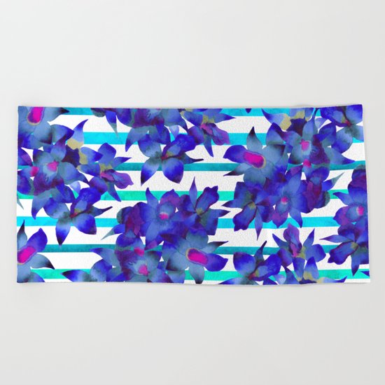 Botanical Stripes Beach Towel