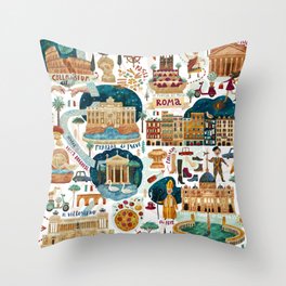Rome map Throw Pillow