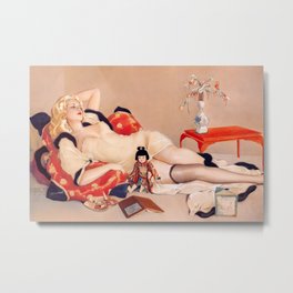 Fleurs du Mal; Woman in Love blond siren portrait painting by Alberto Vargas  Metal Print | Portrait, Nude, Empowerment, Reclining, Women, Sultry, Liberation, Female, Girlpower, Blonde 