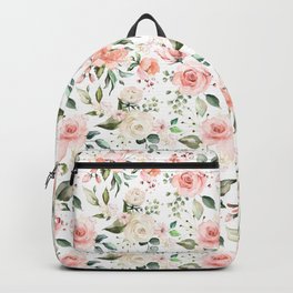 Sunny Floral Pastel Pink Watercolor Flower Pattern Backpack