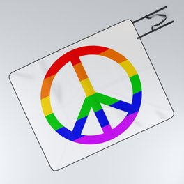 Rainbow Peace Sign Picnic Blanket