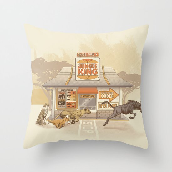 Fast Food (Jungle King) Throw Pillow