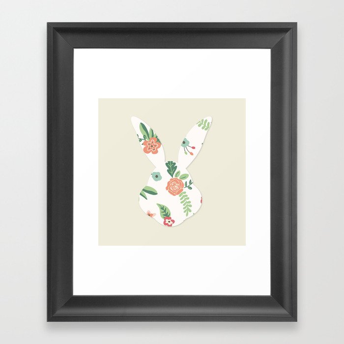 Head Rabbit Rose Framed Art Print